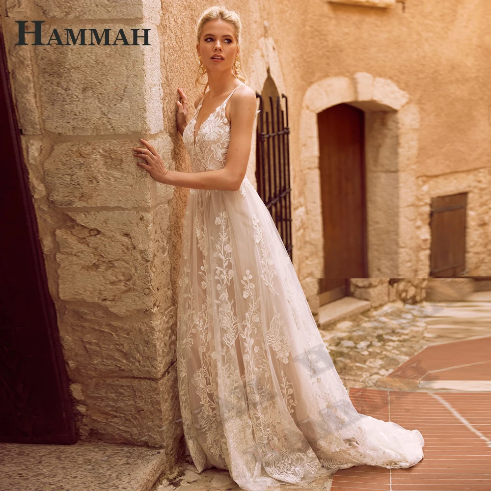 2024 Modest Brush Train Wedding Dresses Brides Gown Tiered Appliques Backless Sposa Vestidos Bridal Party Suit Robe De Mariée