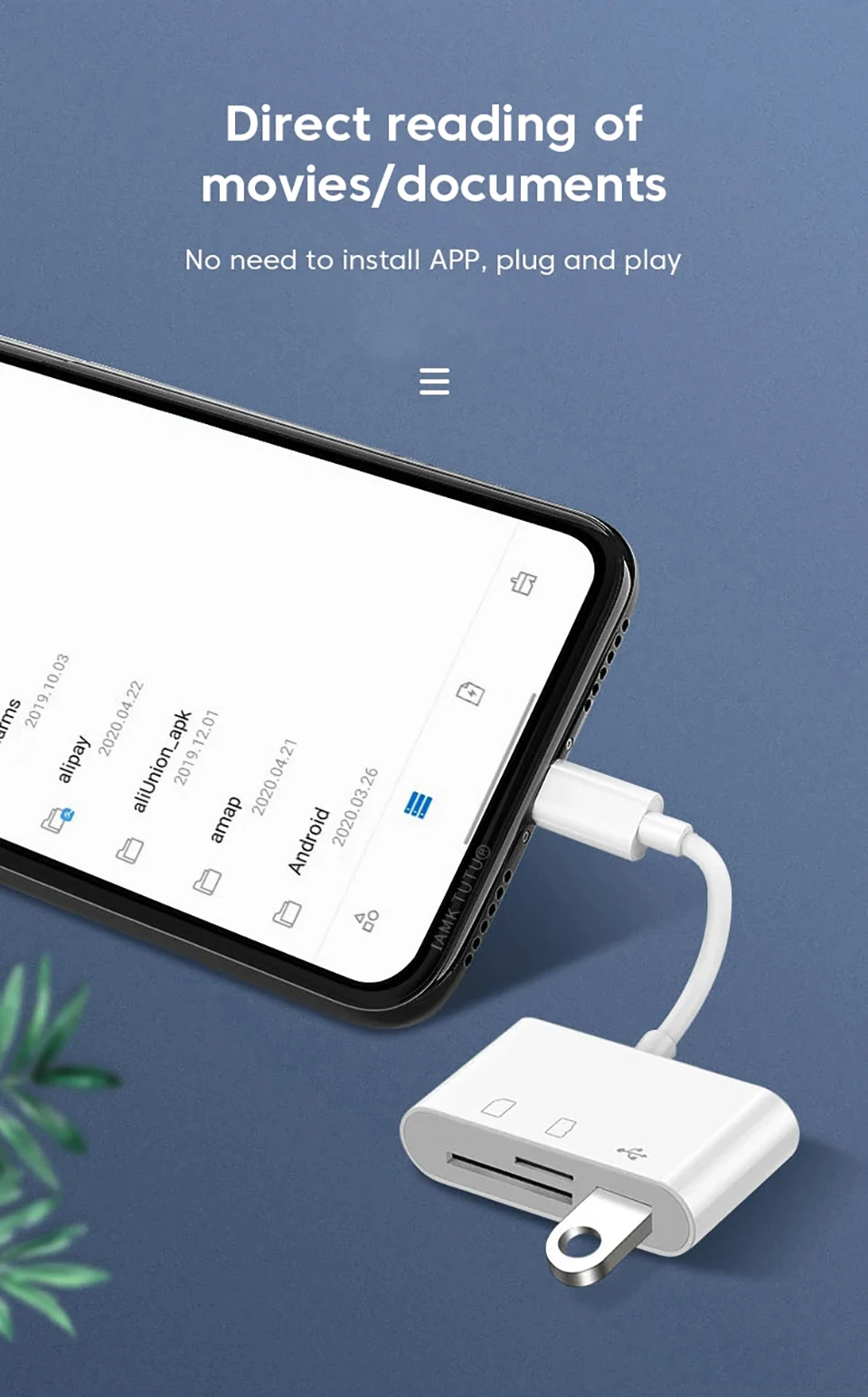 All-In-1 USB Hub Docking Station Memory Card SD TF Card Reader USB-A Cable Splitter USB-C OTG Adapter for iPhone iPad Macbook PC