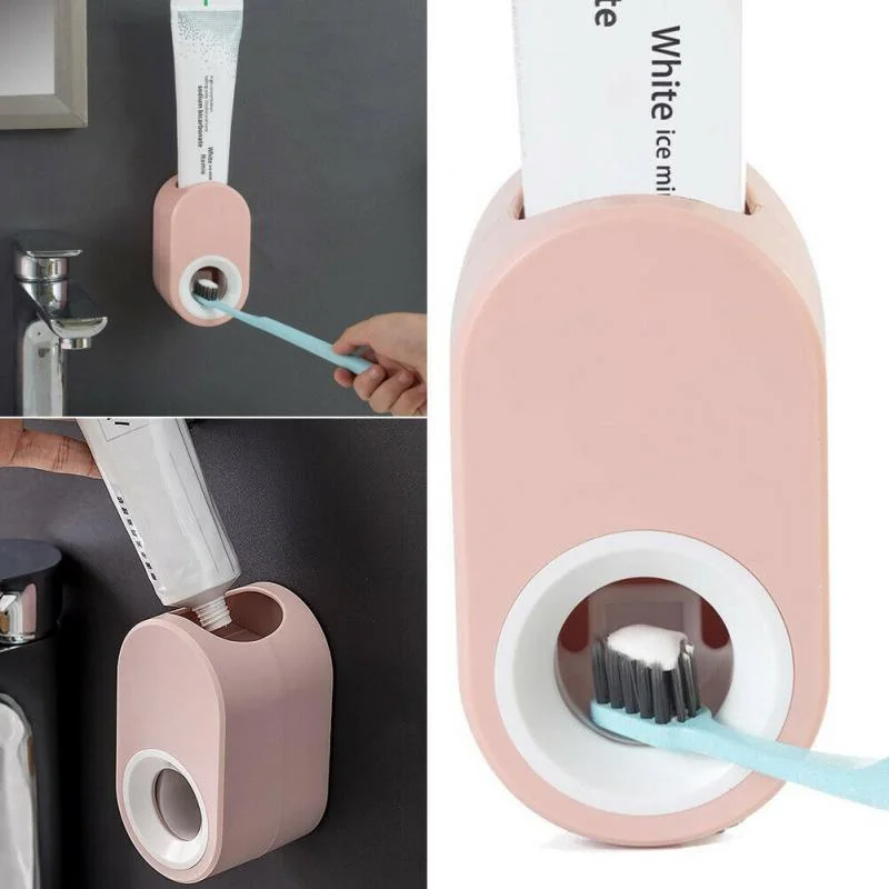 1-teiliges Zahnbürstenhalter-Set mit Zahnpastaspender, Wandmontage-Ständer, Badezimmer-Zubehör-Set mit Automatischer Zahnpasta-Abroller