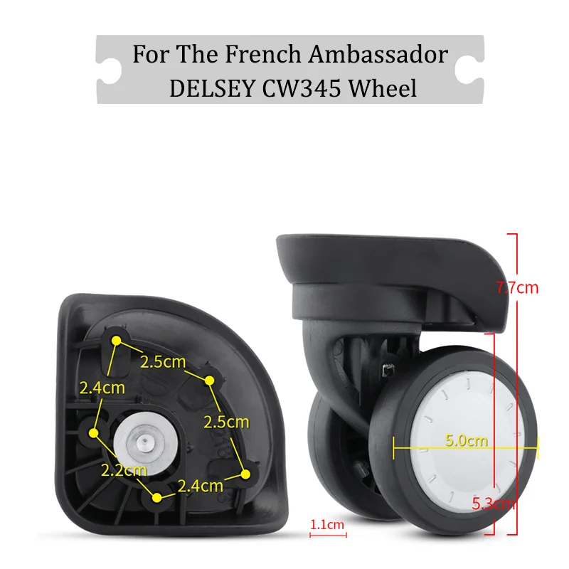 Para o embaixador francês delsey cw345 roda universal trole caso roda bagagem polia rodízios deslizantes slient resistente ao desgaste