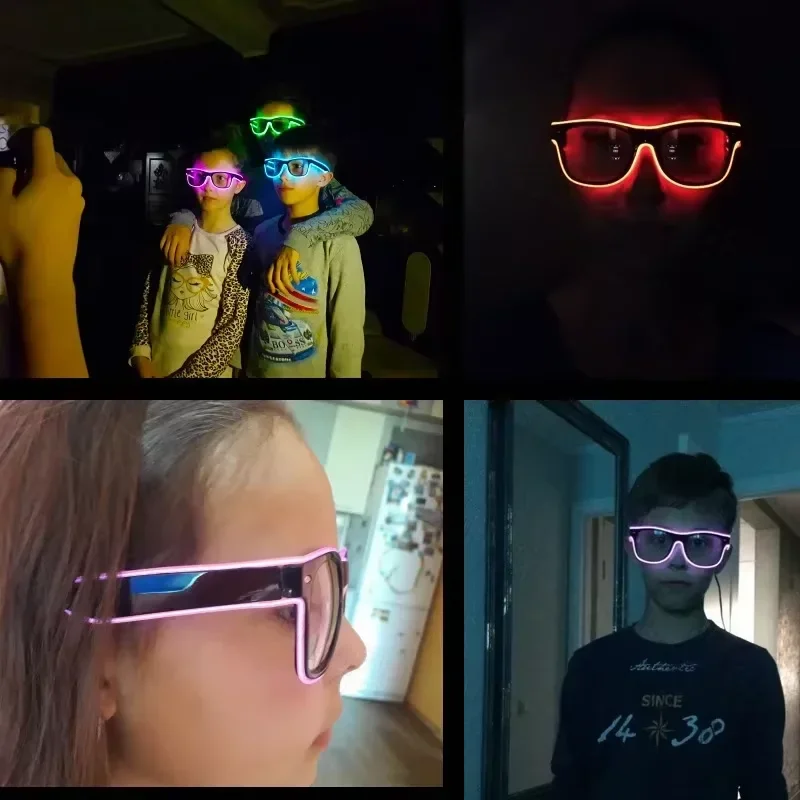 Led Glasses Neon Party Flashing Glasses Novelty Gift EL Wire Glowing Gafas Luminous Bril Glow Sunglasses Bright Light