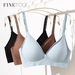 FINETOO 3/5Pcs/set Women Wireless Bra Deep V Padded Bralette S-XL Trendy Stripe Knitting Bras Sexy Ladies Brassiere Underwear