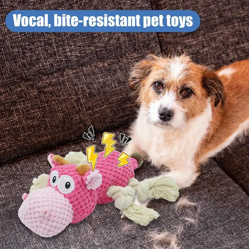 

Tough Dog Chewing Toys Squeaky Cow Dog Toy Bite Resistant Pet Doll Puppies To Large Dogs Pet Supplies For Indoor Outdoor Play