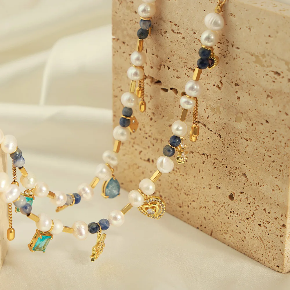 Handmade Summer Travel Jewelry 2024 New Natural Freshwater Pearl Fashion Simple Bear Necklace for Women
