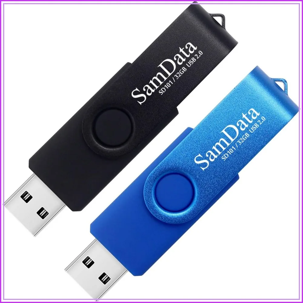 32GB USB Flash Drives 2 Pack - Thumb Drives with LED Light for Storage and Backup (Black & Blue)