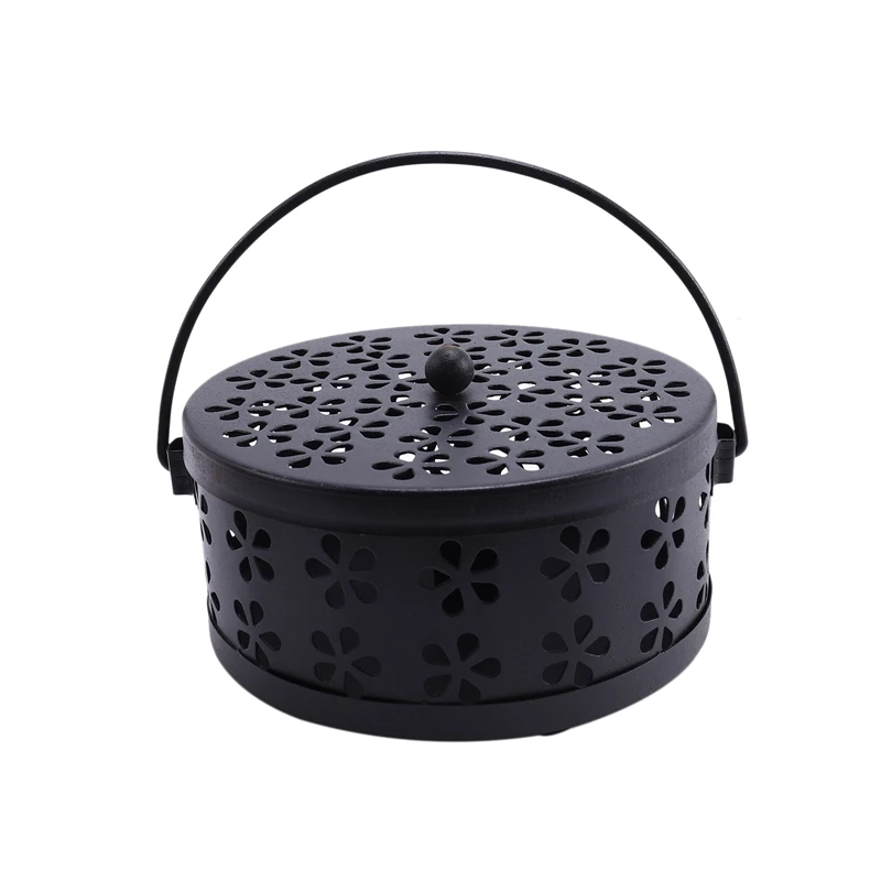 

New-Nordic Retro Metal Hollow Floral Mosquito Coil Holder Garden Burner Mosquito Repellent Box