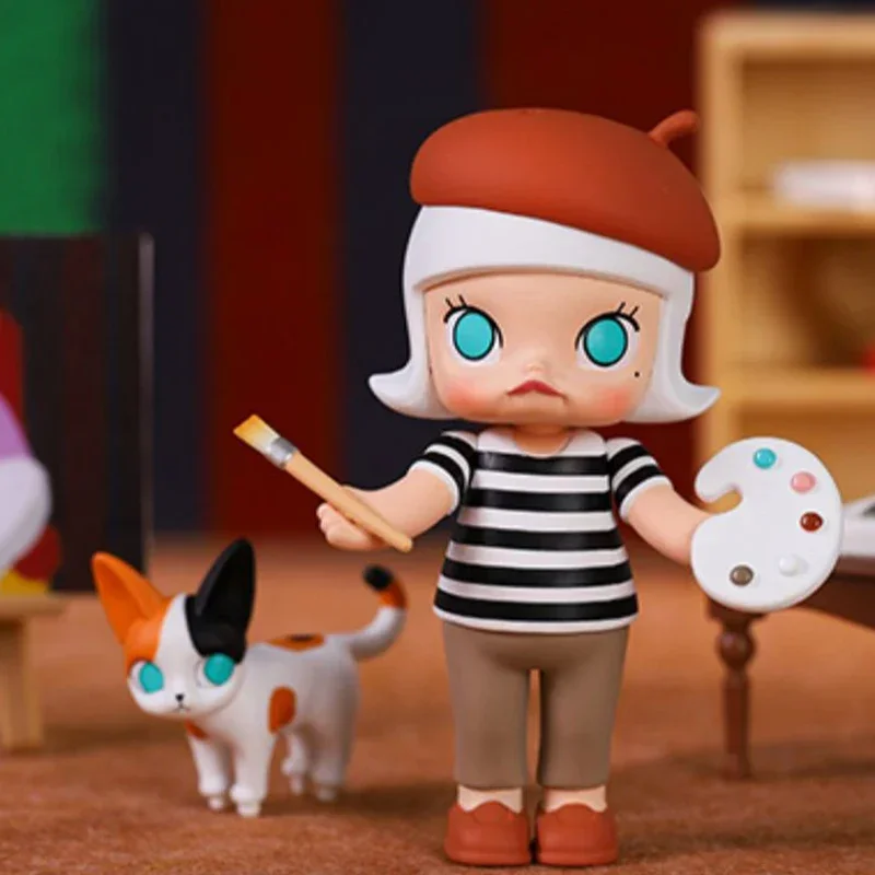 Popmart مولي مزاد سلسلة أنيمي عمل الشكل تخمين حقيبة زخرفة التماثيل ديكور المنزل سطح المكتب الدمى نموذج هدية