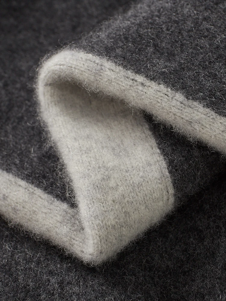 TLOML 新秋冬メンズウールカーディガンジッパーモックネックカラーブロックカシミヤセーター 100% メリノウールニット厚手トップス