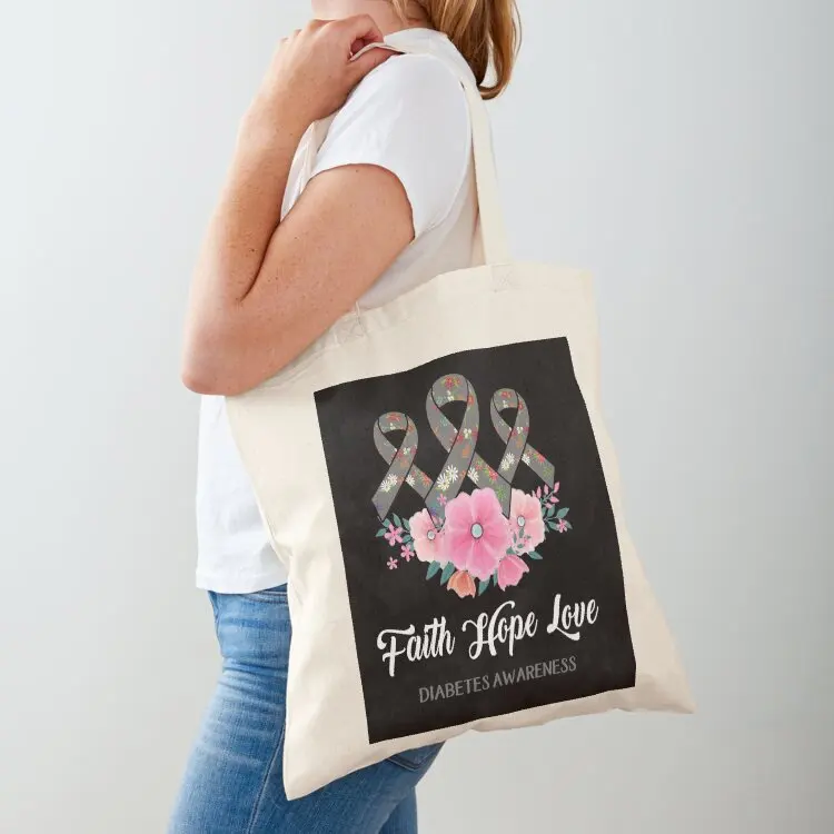 

Faith Hope Love Diabetes Awareness Tote Bag shopper bag women canvas eco bag folding Canvas luxury women