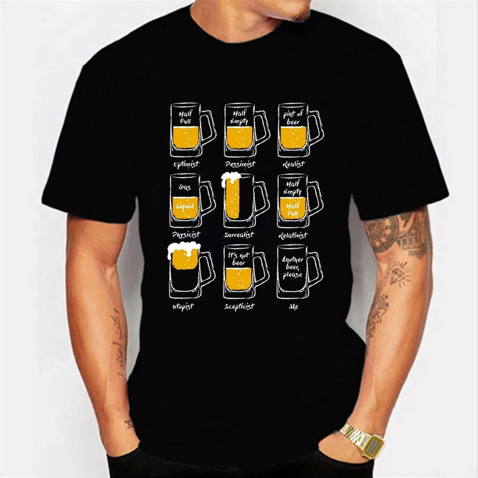 

New Classic Happy Beer Print Tshirt Men Oversized Beer Graphics Tees Tops Plus Size T-shirts harajuku cotton men clothing summer