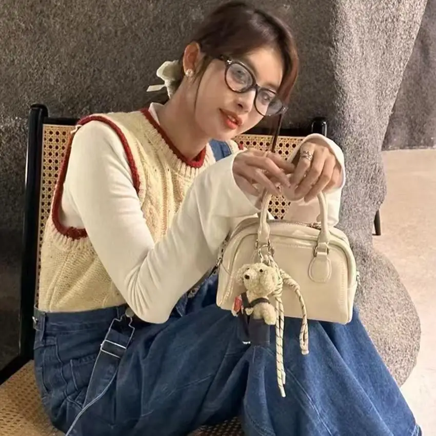 

Faionable Women's Bowling Bag Handbag Single oulder Crossbody Pillow Bag Kangtai Spring Summer New Sle Soft Leather