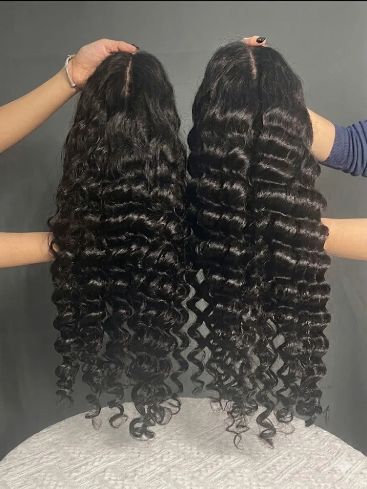 Pelucas de Cabello Humano Rizado con Ondas Sueltas Profundas de 30-40 Pulgadas, 13x6 HD Lace Front, 250% de Densidad, Peluca de Cabello Remy Brasileño Virgen con Frontal de Encaje 13x4