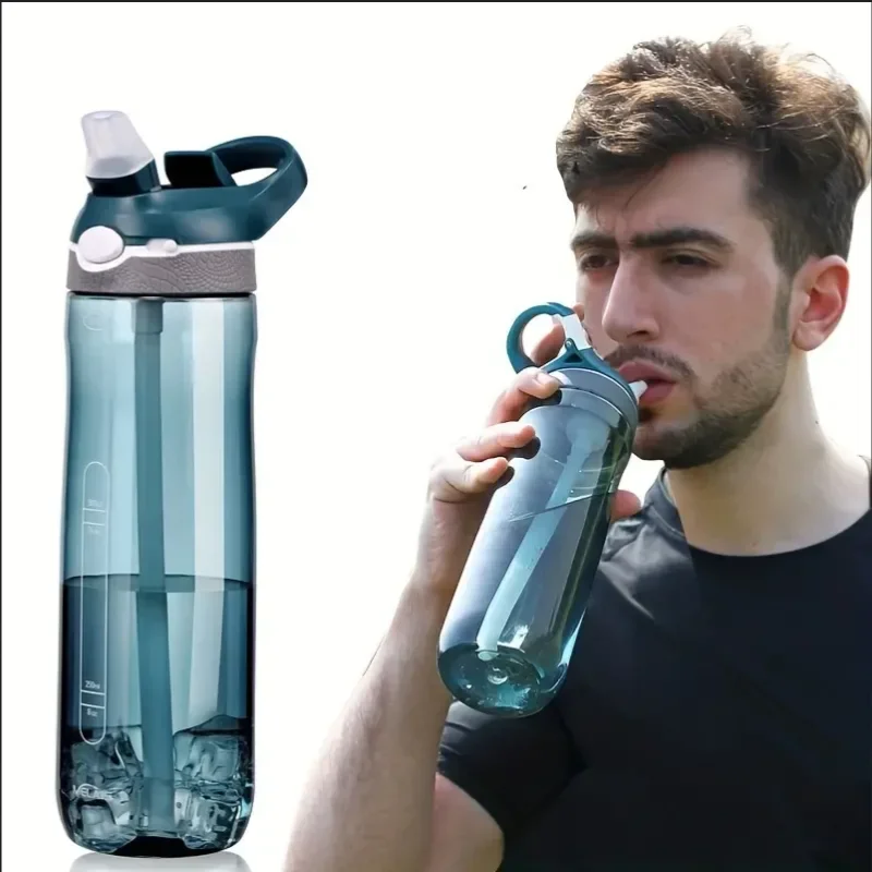 

750ml Sports Water Bottle - Hydration On-the-go with Convenient Straw, Perfect for Camping, Hiking BPA-Free and Safe Leg weights