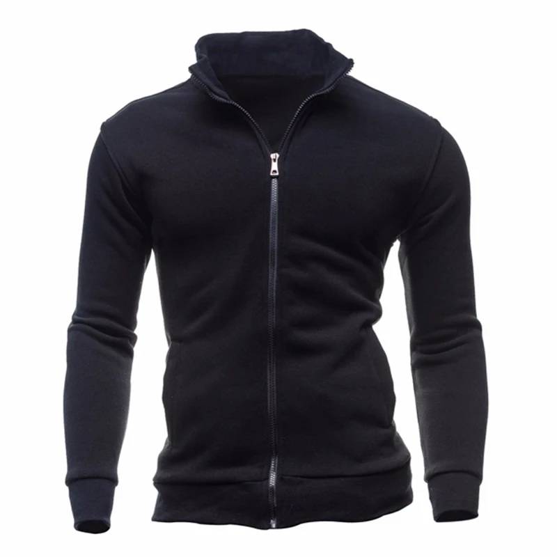 New Spring Men Jacket Men's Sweatshirt Black Grey Blue Stand Collar Zipper Sportswear Male Long Sleeve Cardigan Clothes MY080