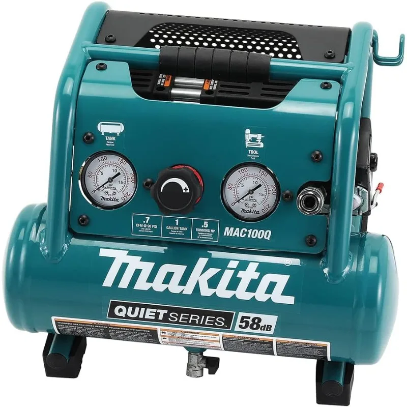 Makita MAC100Q Quiet Series, 1/2 HP, 1 Gallon Compact, Oil-Free, Electric Air Compressor