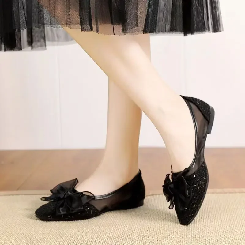 

Женская обувь во французском стиле, бежевого цвета с бантом, неглубокие женские туфли на плоской подошве, популярное лето 2024, люксовый бренд, весна, не Y2k