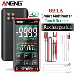 Aneng-デジタルマルチメータ621a,タッチスクリーン,USB充電,9999カウント,true rms,自動範囲,電圧計,温度テストメーター