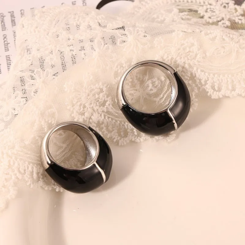 316L Stainless Steel Aesthetic Black Rings For Women Man Gold Silver Color Waterproof Women\'s Men\'s Ring Minimalist Couple Rings
