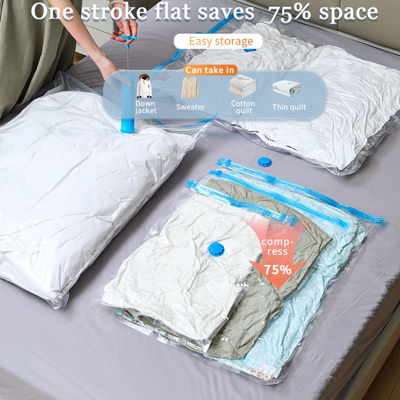 1/3/5PCS Vacuum Storage Bags with Valve Quilt Compression Pouch Space Saving Clothes Organizer Vacuum Bag Vacuum Sealing Bags image 2