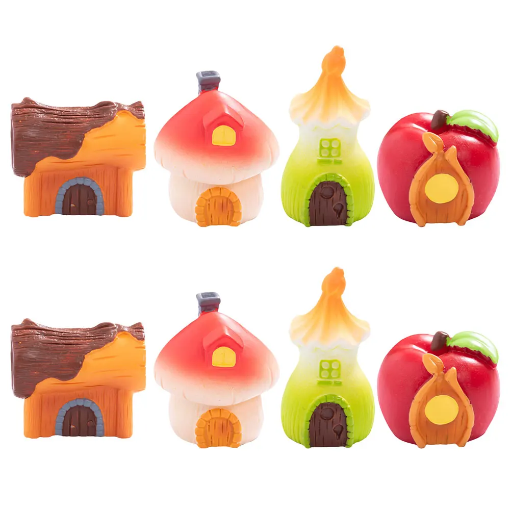 

8pcs Miniature Resin House Micro Landscape Decoration Garden Accessories DIY Craft Kit Durable Material Fairy Ornaments