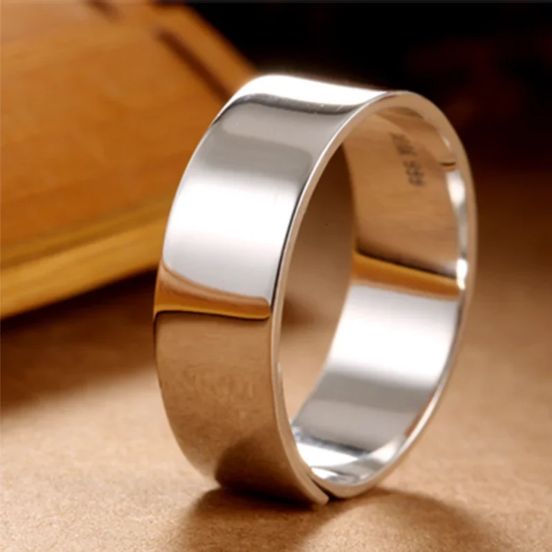 ZABRA Solid Pure 999 Sterling Silver 7mm Opening Women Men Wedding Ring Vintage High Polish Adjustable Summer Fashion Jewelry