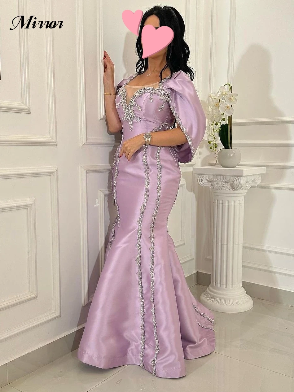 Mirror Dress Elegant Vintage Sweet Purple Beading Mermaid Crystal Customize Formal Occasion Prom Dress Evening Party Gowns