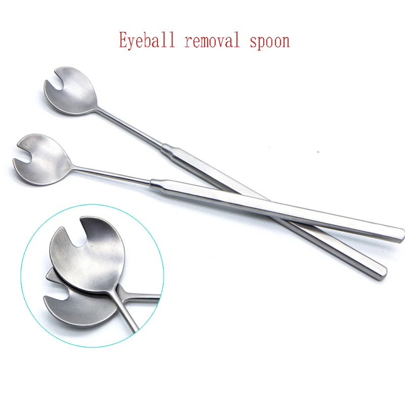 Cuchara de raspado de cureta de acero inoxidable, Extractor de ojos, cuchara de nervio óptico, instrumento microscópico, Extractor de glándula meibomiana