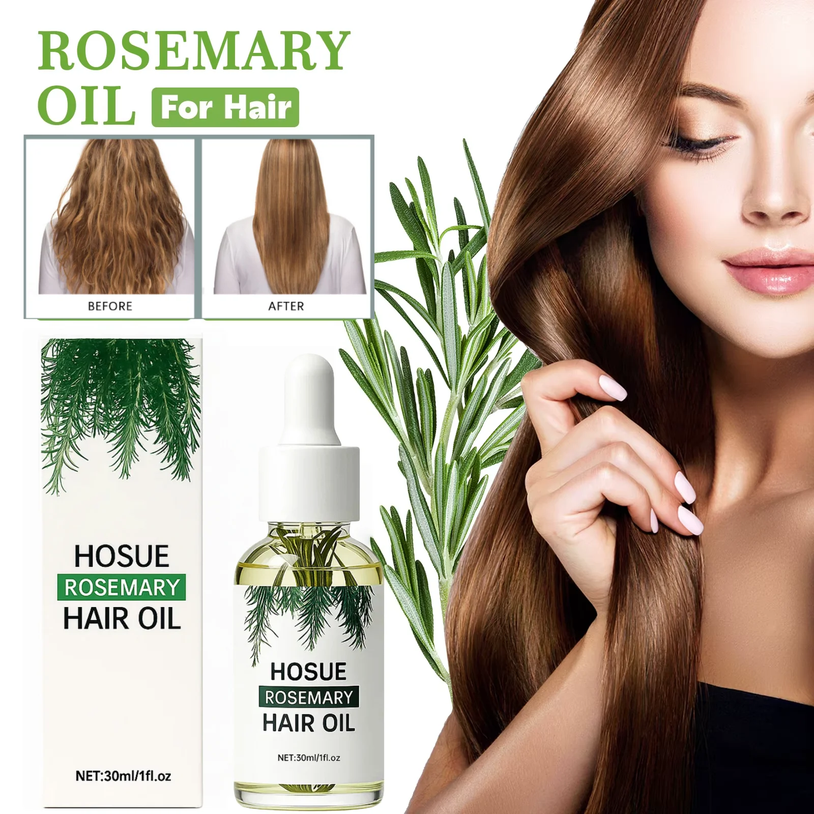 

Сыворотка для волос с эфирным маслом розмарина, обогащенная для укрепления волос, контроля пушистости, роста волос, придания блеска и питания.