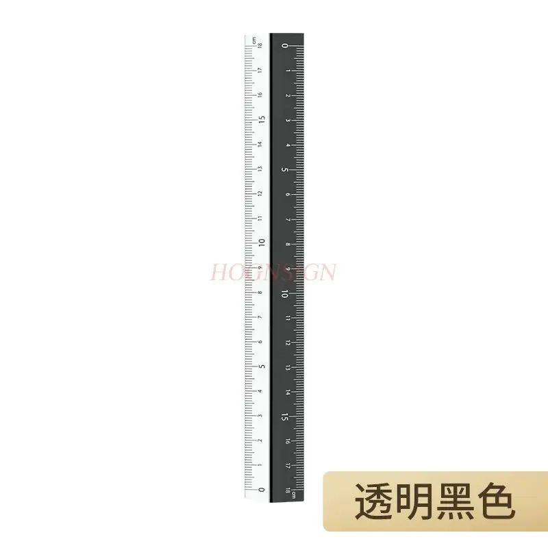 Picture 4: 1pcs Transparent aluminum ruler for primary and secondary school students, dual scale ruler with metal side and plastic side