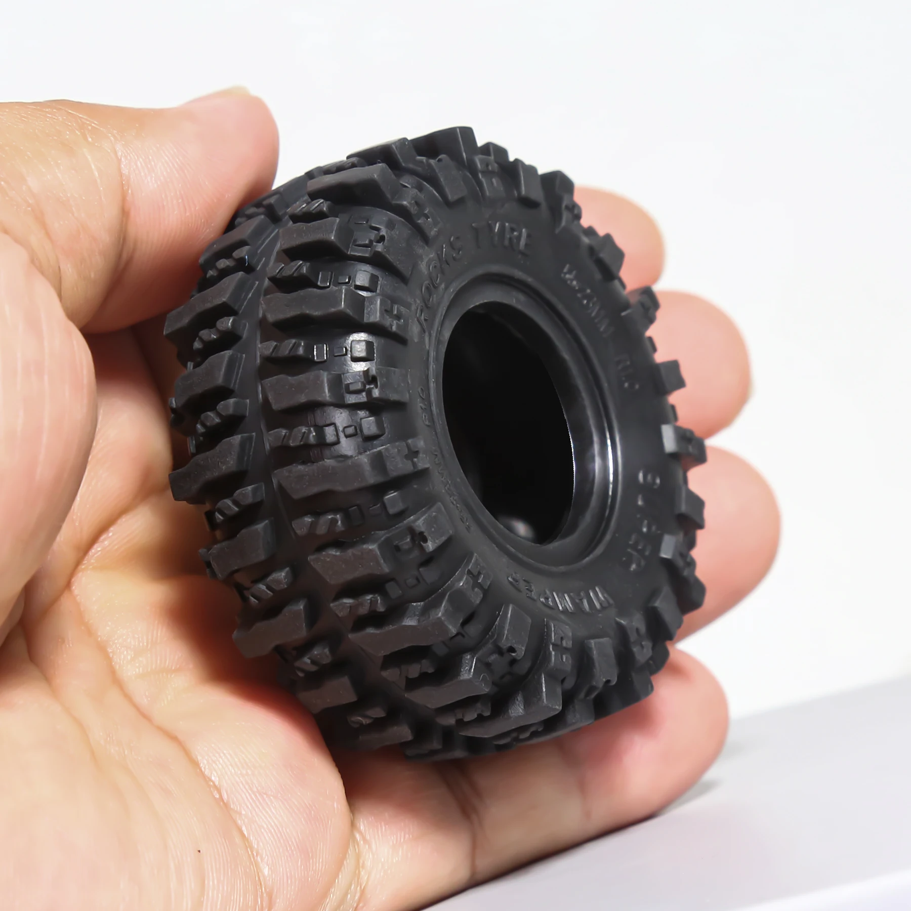 1.0 RC Crawler Tires 1/24 1/18 All Terrain Soft Rubber Mud Wheels Tyres For 1:24 1:18 Rock Crawler Car Axial SCX24 FMS AX24 4PCS view 5