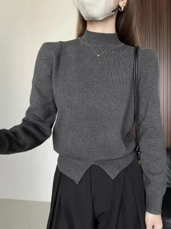 

Ele ey High Ne Knitted Sweater Women's Inner Wear Winter Warm Fce Split Base Top Comfortable Commute Sle