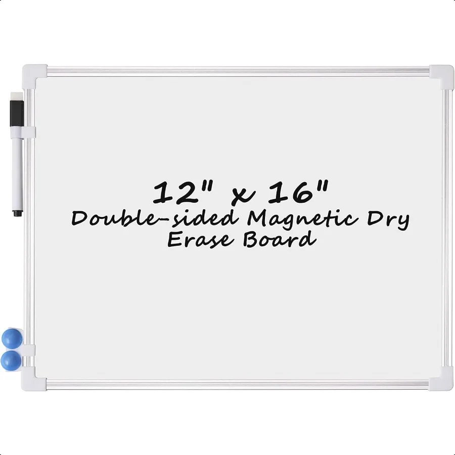 

White Board Dry Erase Small Dry Erase Board 12" x 16" Double Sided Magnetic Whiteboard with Dry Erase Marker and Magnets Small