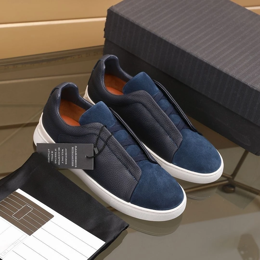 

2025 Men's High-End Leather Slip-On Sneakers, Business Casual Fashion, Urban Commute Social Footwear