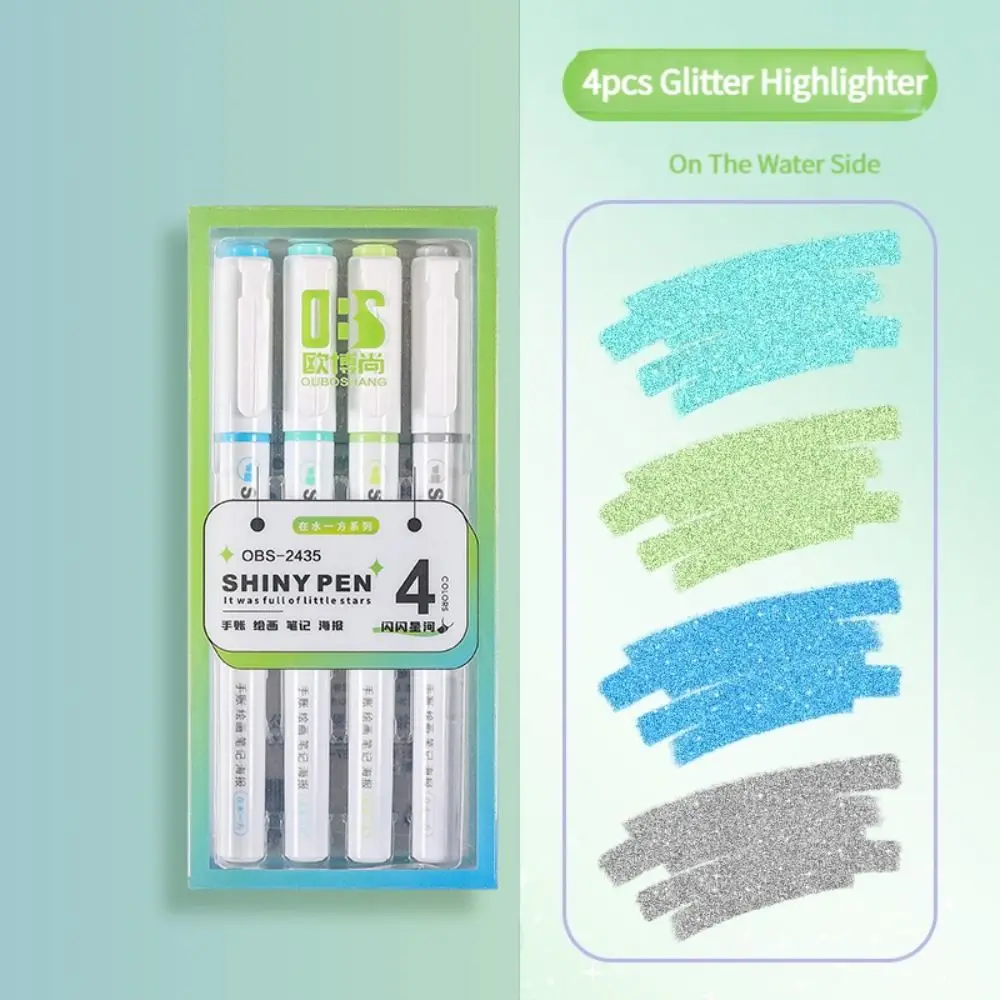 

5PCS Creative High Gloss Glitter Highlighters Plastic Colorful Shiny Draw Doodle Pens Marking Pen School Office Supplies