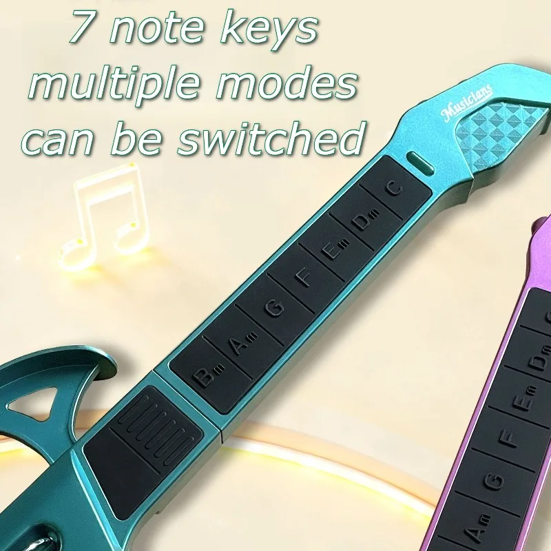Crianças guitarra sem cordas dobrável tipo chave brinquedo guitarra música iluminação crianças guitarras brinquedo instrumento musical carregamento usb