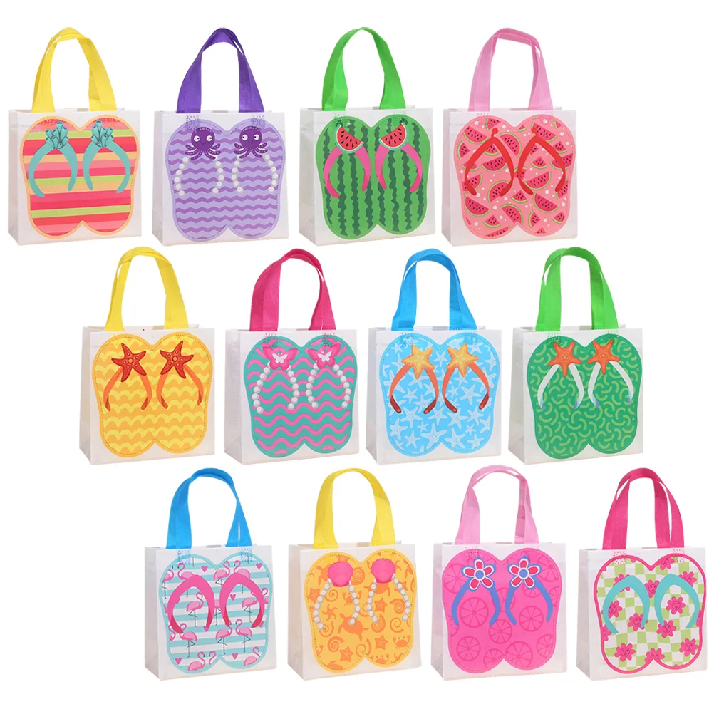 12 Pcs Bulk Non Woven Tote Bag Pool Party Bags Hawaiian Goodie Non-woven Fabric Reusable Gift