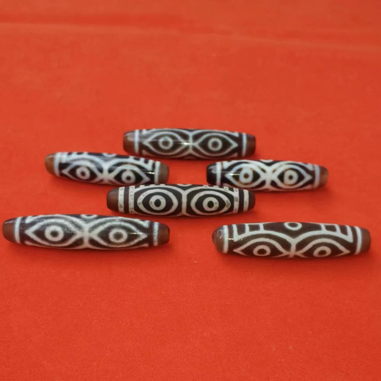 

1pcs/lot natural gemstone rough agate dzi texture three varieties brown and white oval column precious accessories gem jewelry