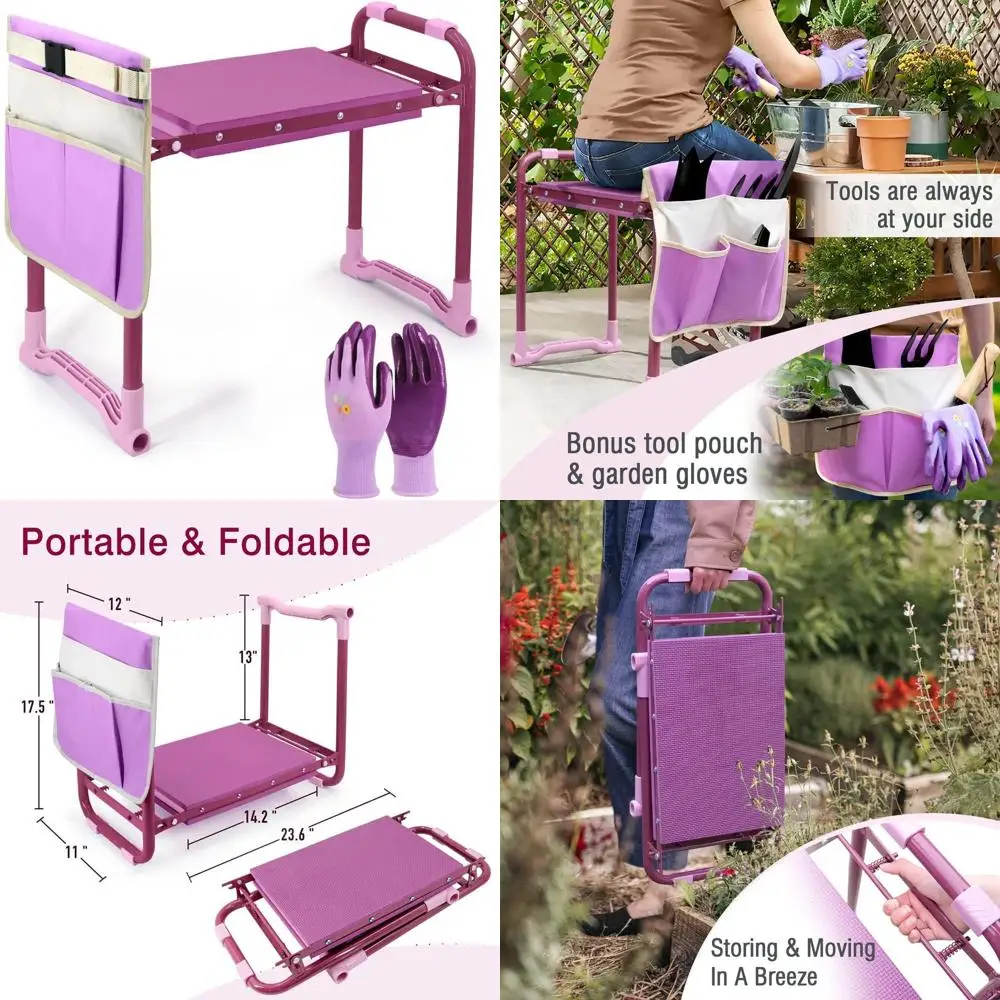 

Upgraded Garden Kneeling Cushion with Durable Steel Frame, Garden Seat and Bench, Tool Pocket, and EVA Foam Padding for Knee Pro