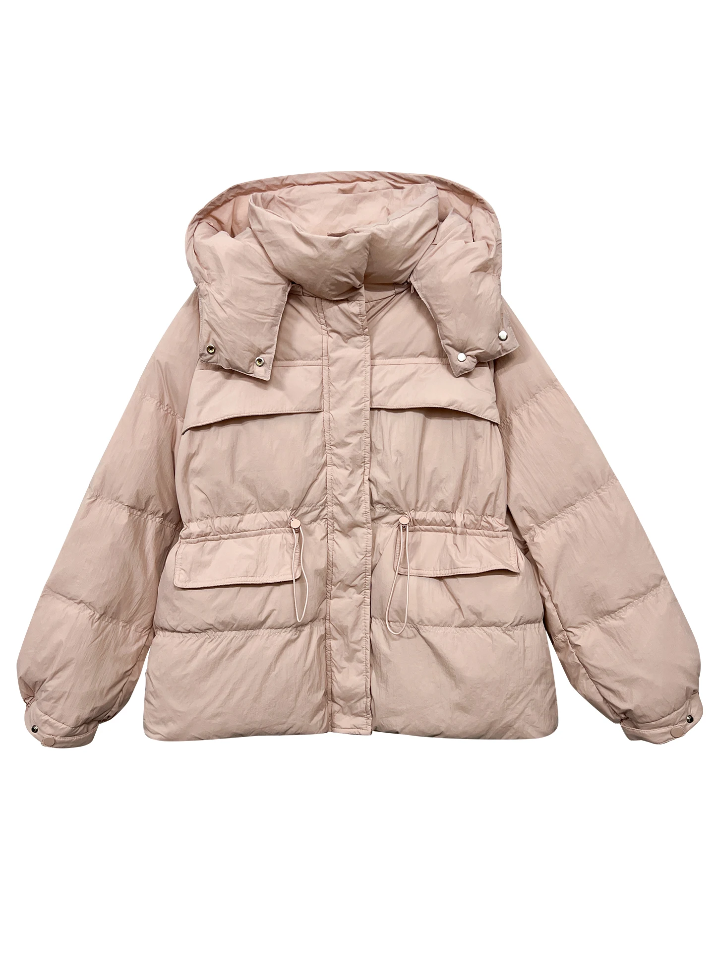 Bonbonfarbene Damen-Daunenjaet-DString-Taille, lockere Passform, Winterfarbe, Faion, schlankmachende Oberbekleidung, koreanische Sle Pendeln