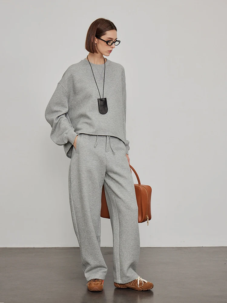 Loose Fit Hoodie Jacket with Drawstring Air Layered Scythe Design Casual Sporty Women's Long Sleeve round Neck Sweatshirt