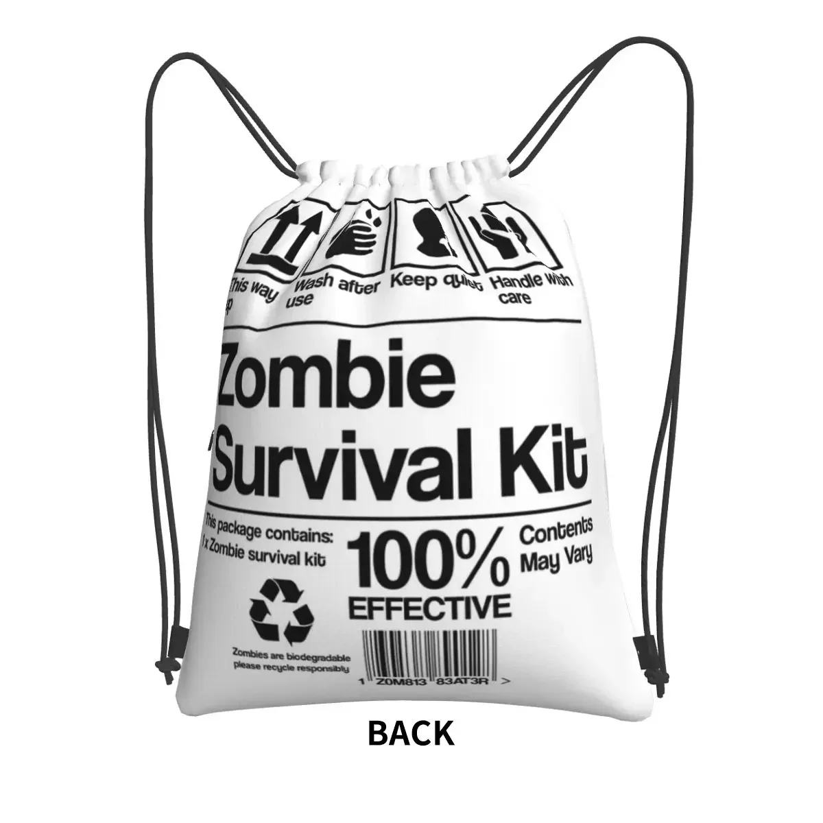 Zombie Survival Kit Portable Backpacks Drawstring Bag Casual Drawstring Bundle Pocket Book Bags For School Students