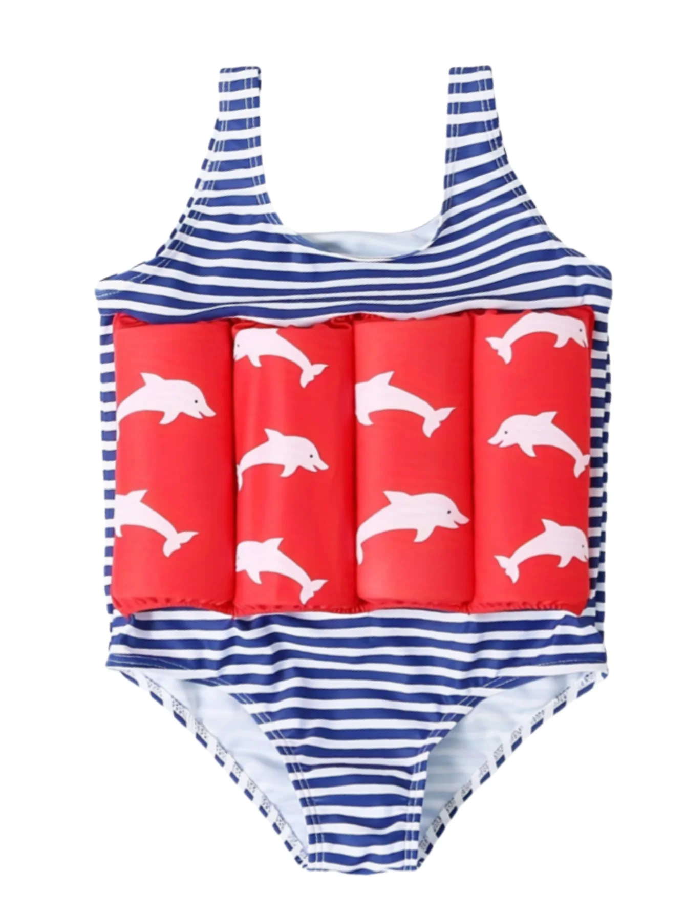 

Girls Float Swimsuit with Cute Strawberry Print, Removable Adjustable Buoyancy, Ruffle Sleeve, Summer Beach Pool Training Aid