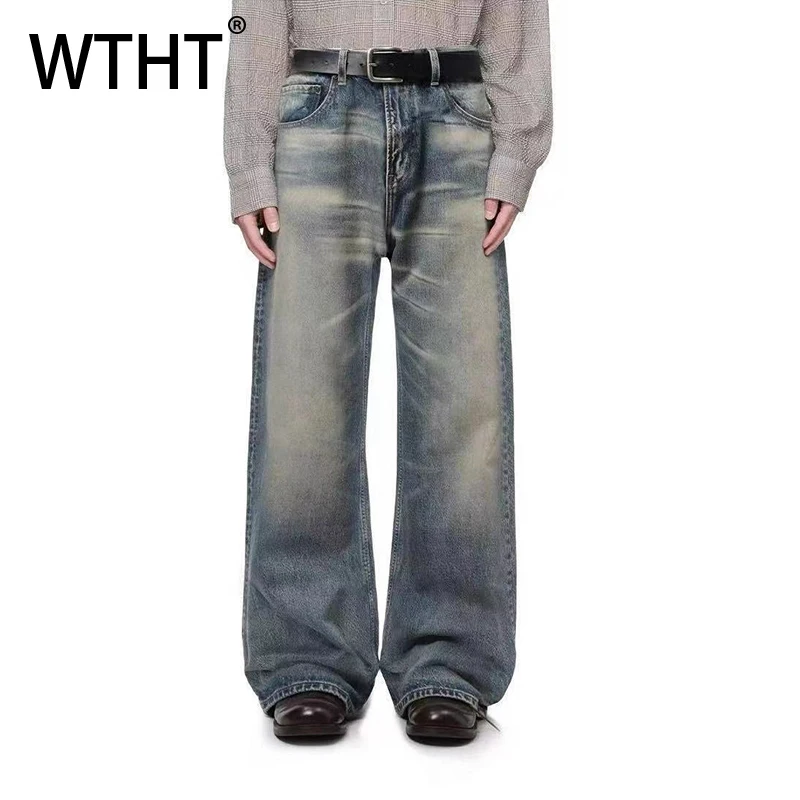 

Мужские джинсы WTHT Fashion с градиентным эффектом, винтажные, в стиле Heavy Industry, широкие, для уличной моды, лето 2026, модель 2A2996