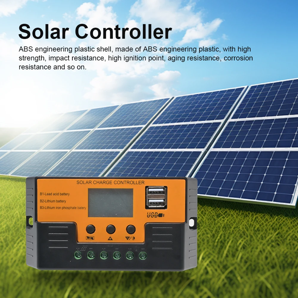 Solar Panel Battery Regulator 12V/11.1V/12.8V with LCD Display Timer Setting Solar Panel Charge Controller for Lead-Acid/Lithium