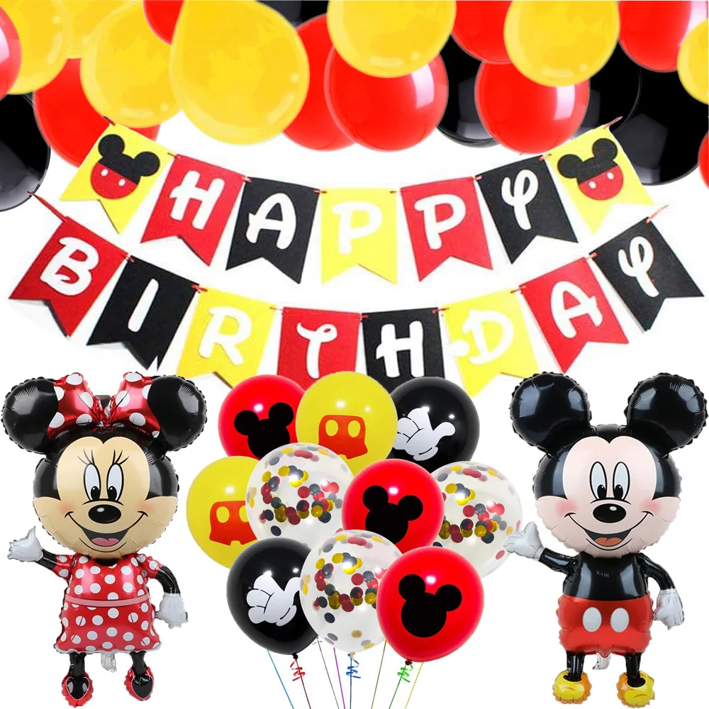 Mickey Mouse Balloons Disney Cartoon Foil Balloon Baby Shower Birthday Party Decorations Kids Classic Toys Air Gift balloon Set