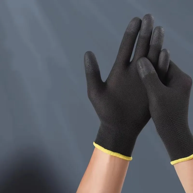 

6/12 Pairs With PU Coated Protective Gloves Nylon Knitted Gloves Mechanic Supplies Gardener Builder Driver Work Safety Gloves