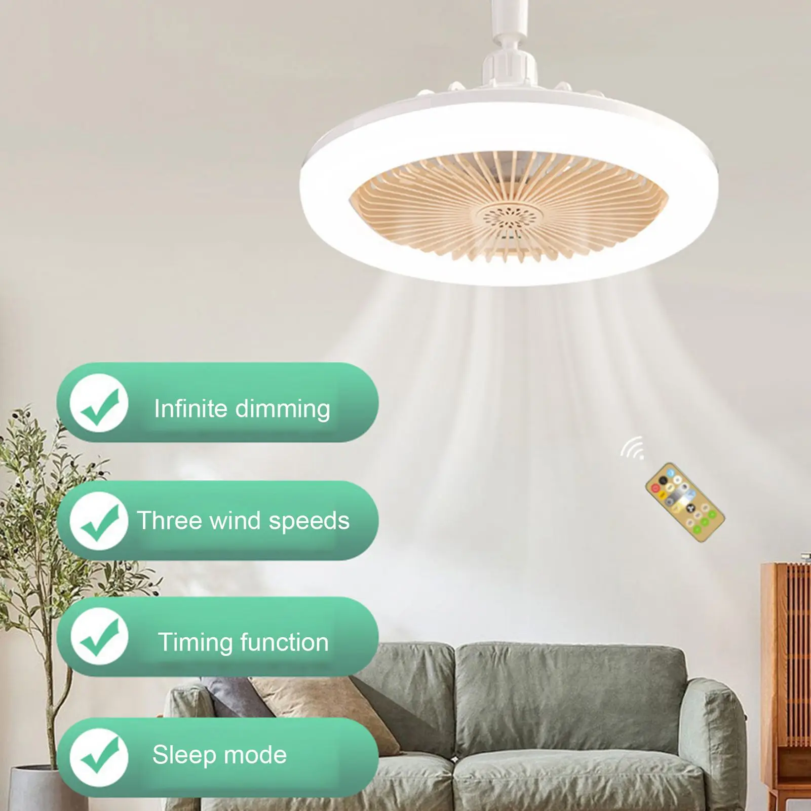 

ZK30 Aromatherapy Fan Light E27 Hanging Light with Fan for Bedroom Living Room with Remote Control Adjustable Color Temperatur