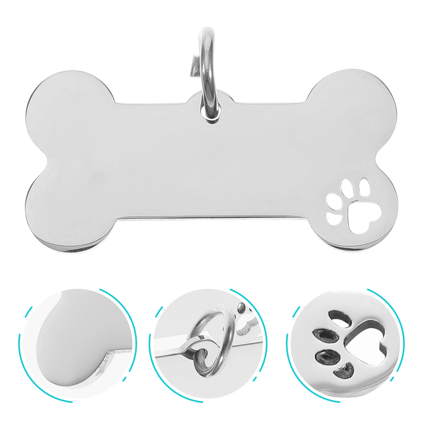 4 Pcs Pet ID Custom Dog Tag Tags Puppy Name Blank Metal Engraved for Pets Supplies Stainless Steel Personalized Collar