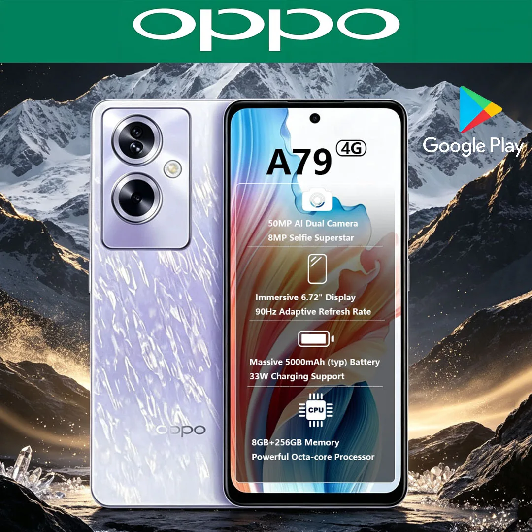 New OPPO A79 4G Dual-SIM Mobile Phone 50MP Camera 5000mAh Battery 33W Charging Gaming Android Smartphone 8+256GB Large Memory