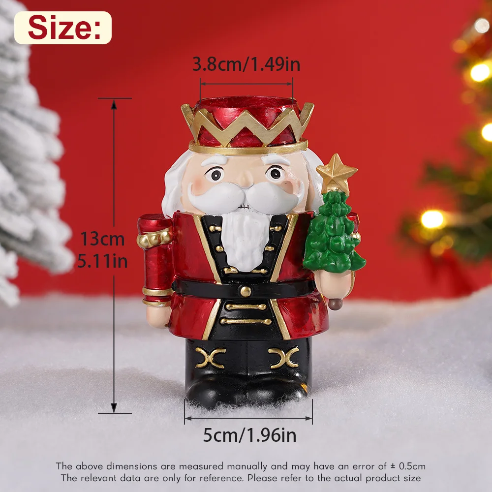 9.5×7.5×13.5cmくるみ割り人形キャンドルスティックオーナメント クリスマス 新年 お祭り パーティー ホーム オフィス デスクトップデコレーション キャンドルオーナメント